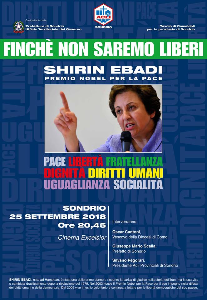 25/09 a Sondrio: Incontro con Shirin Ebadi, premio nobel per la pace 2003